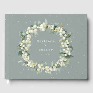 Livre D'or Seafoam Green Snowberry+Eucalyptus Wreath Mariage