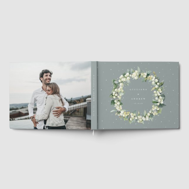 Livre D'or Seafoam Green Snowberry+Eucalyptus Wreath Mariage (Complet)