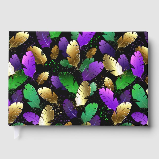 Livre D'or Seamless Pattern with Mardi Gras feathers (Recto)