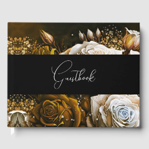 Livre D'or Sepia Vintage Peint Rose Mariage