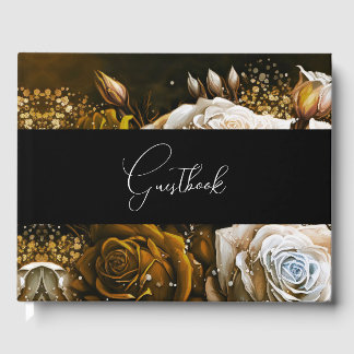 Livre D'or Sepia Vintage Peint Rose Mariage