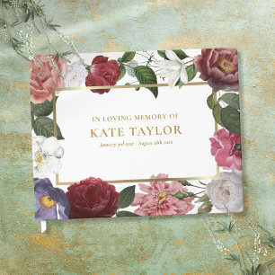 Livre D'or Service funéraire floral rose Memorial Guest Book