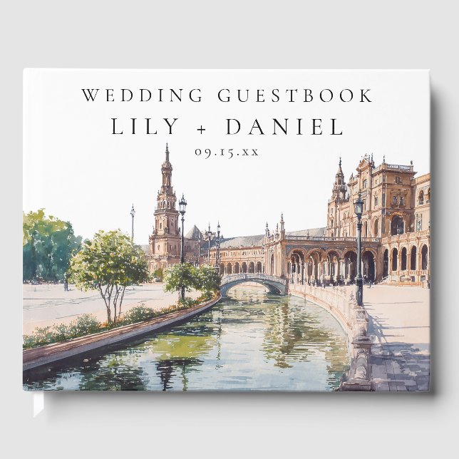 Livre D'or Seville Spain Watercolor Wedding (Recto)