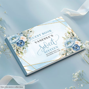 Livre D'or Shimmer Dusty Bleu Peonies Blancs Sweet sixteen 16