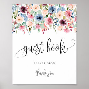 Livre d'or Signe Aquarelle Fleur Fleurir Affiche