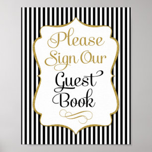 Livre d'or Signe Rayure Noir Or