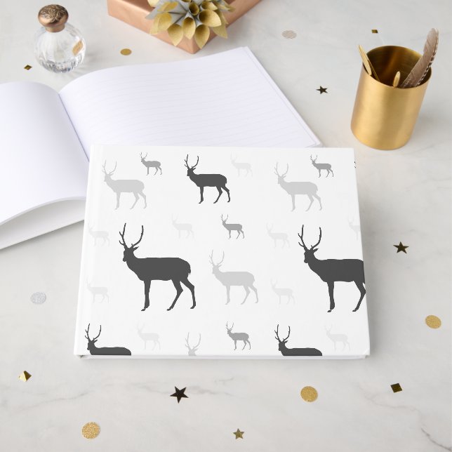 Livre d'or silhouette de cerf blanc et noir – Rust (Recto ouvert)