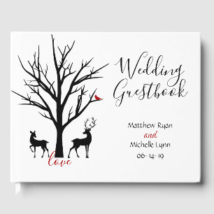 Livre D'or Silhouette Deer Couple Mariage d'amour hivernal