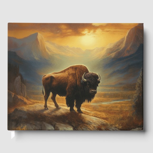Livre D'or Silhouette du coucher de soleil de bison de buffle (Recto)