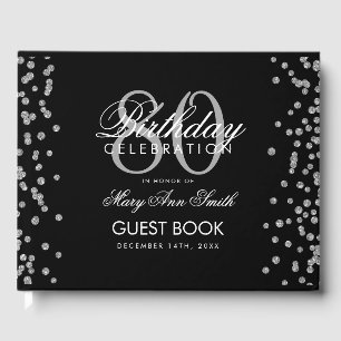 Livre D'or Silver Black 80e anniversaire Parties scintillant 