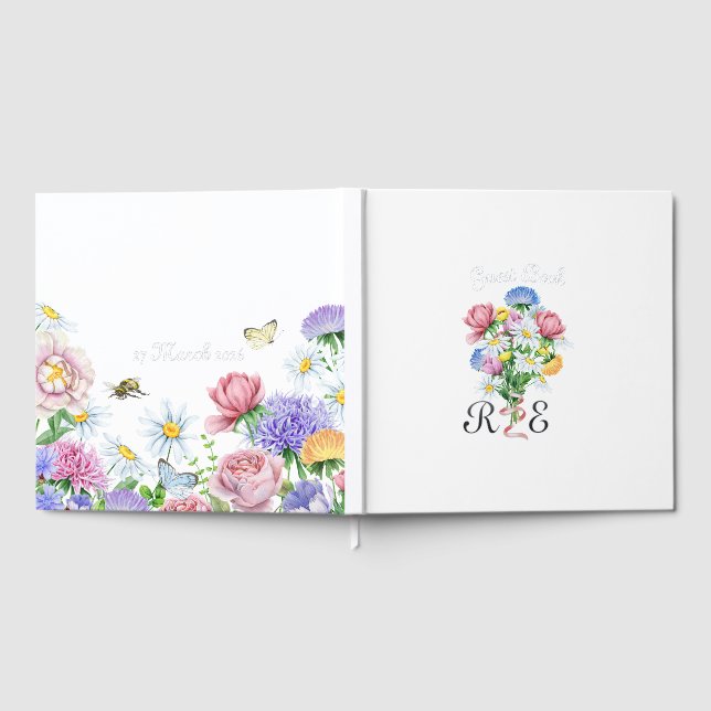 Livre D'or Silver Foil Wildflower Garden Wedding Spring Flora (Complet)