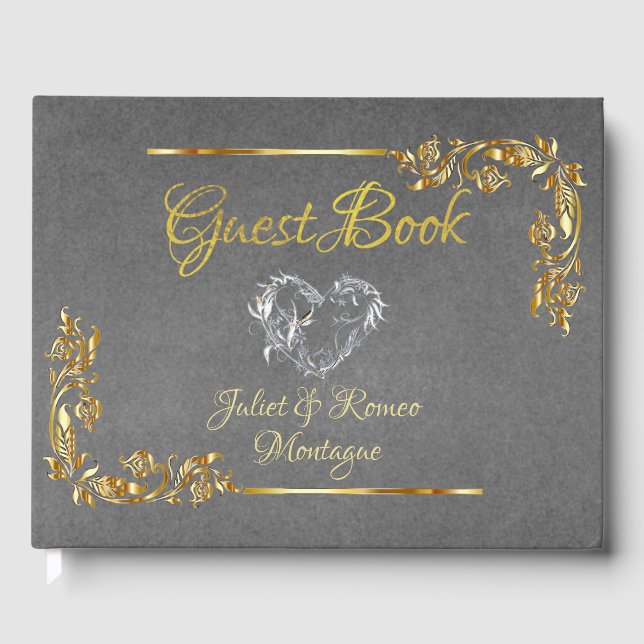 Livre D'or  Silver Heart on Grey with Gold Border (Recto)