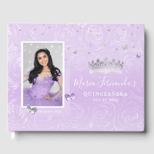 Livre D'or Silver Light Violet Rose Élégant Photo Quinceanera
