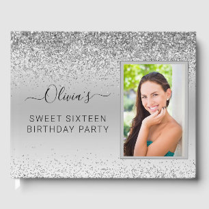 Livre D'or Silver Sweet 16e anniversaire Parties scintillant