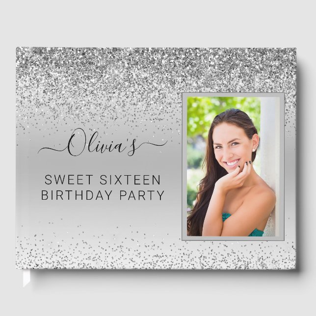 Livre D'or Silver Sweet 16e anniversaire Parties scintillant  (Recto)