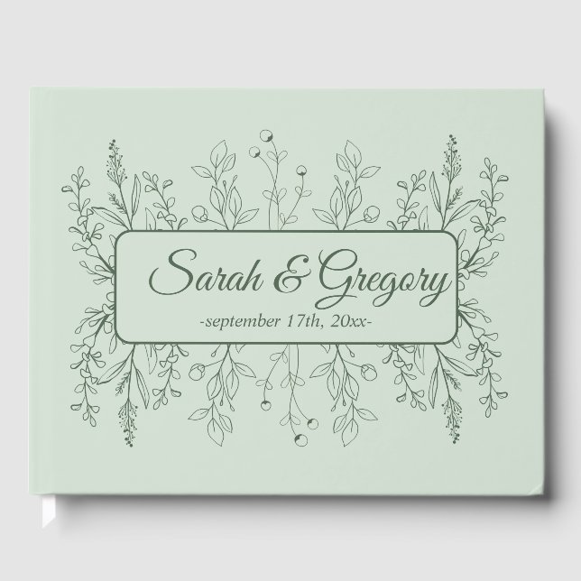 Livre D'or Simple Boho Floral Sage Mariage vert (Recto)