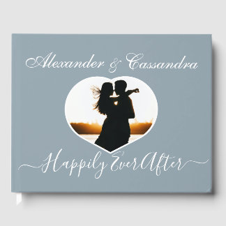 Livre D'or Simple élégant moderne minimaliste Dusty Blue mari