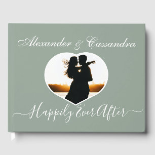 Livre D'or Simple élégant moderne minimaliste mariage vert Sa