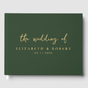 Livre D'or Simple élégant Script Green Gold Mariage