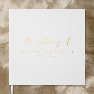 Livre D'or Simple élégant Script White Gold Foil Mariage