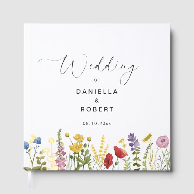 Livre D'or Simple Elegant Wildflower Wedding  (Recto)