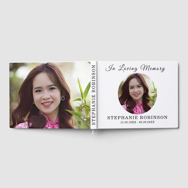 Livre D'or Simple Funeral 2 Photo Modern Memorial Keepsake (Complet)