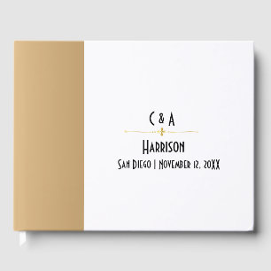 Livre D'or Simple Glam Or et Blanc Couple Monogrammé