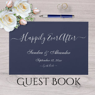 Livre D'or Simple Marine Bleu Élégant Mariage moderne