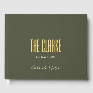 Livre D'or Simple minimaliste Olive Green & Gold Foil Mariage