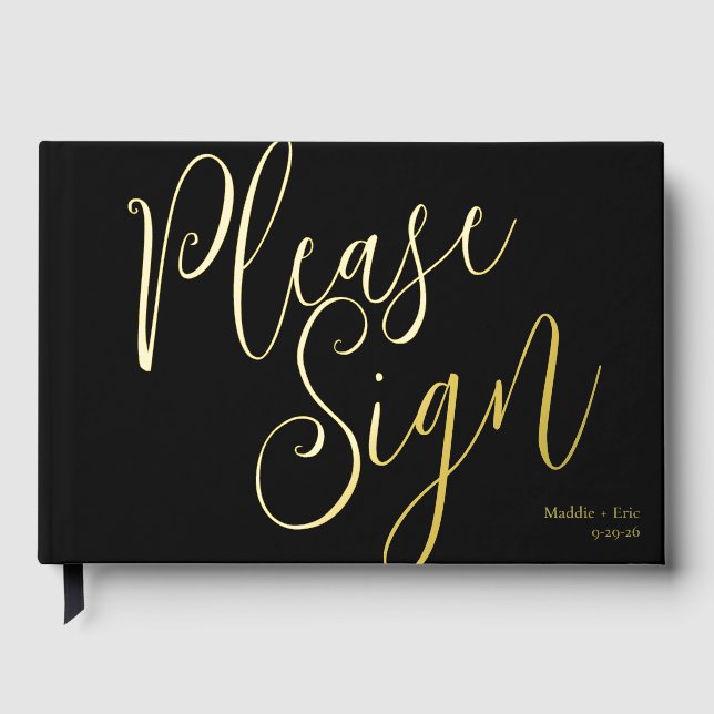 Livre d'or simple noir et or pour signature (Recto)