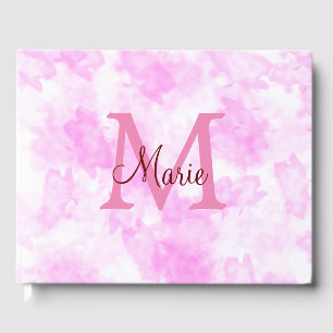 Livre D'or simple nom d'ajout monogramme rose rouge jeté pi