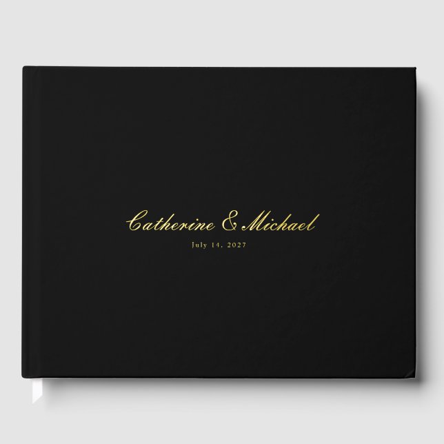 Livre d'or simple or noir pour invités de mariage (Recto)
