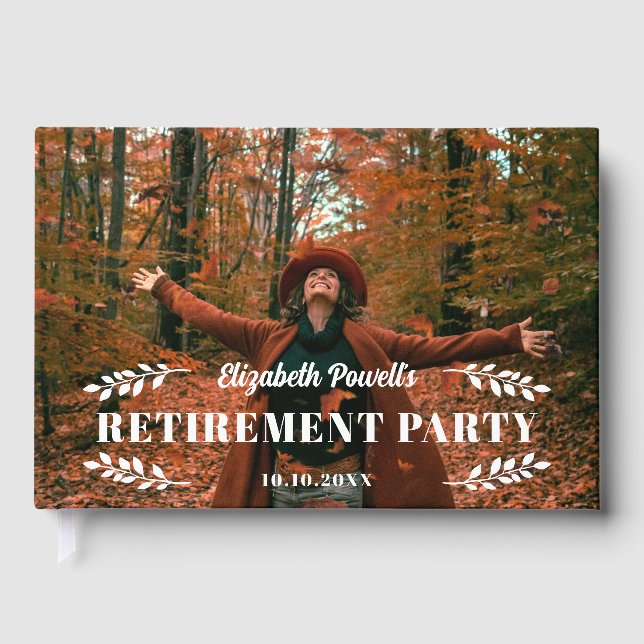 Livre D'or Simple White Green Photo Party Retraite (Recto)