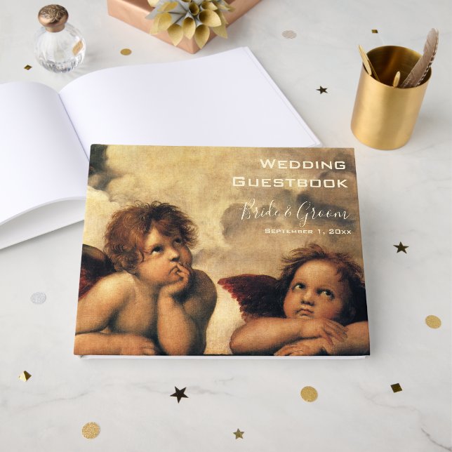 Livre D'or Sistine Madonna Anges de Raphaël Mariage (Recto ouvert)