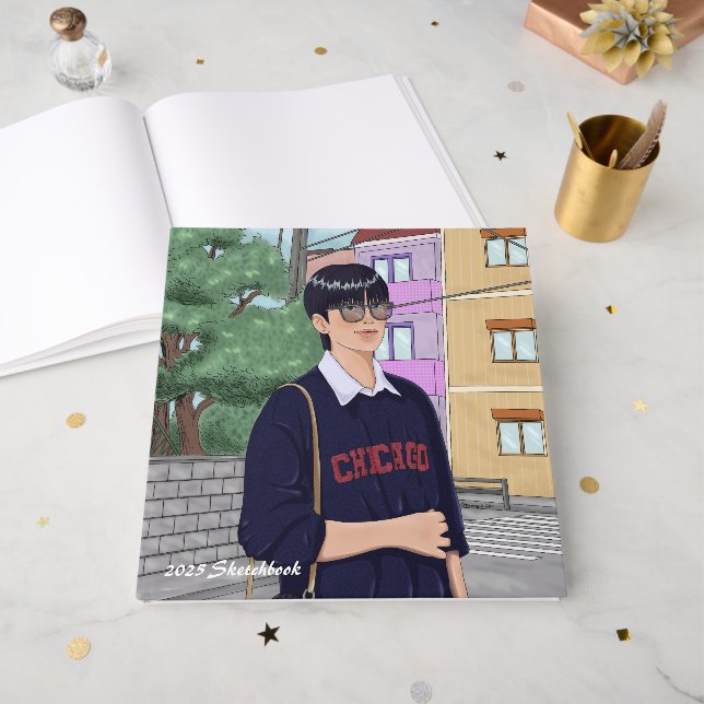 Livre D'or Sketchbook 2025 pour les artistes - Personnalisabl (Recto ouvert)