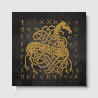 Livre D'or Sleipnir, Cheval doré nordique avec symbole de run