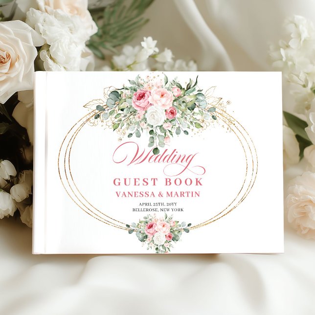 Livre D'or Soft blush roses gold greenery boho chic wedding   (Soft blush roses gold greenery boho chic wedding guest book

)