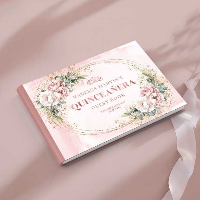 Livre D'or Soft Dusty Pink Flowers Eucalyptus 15th Guest Book (Soft Dusty Pink Flowers Eucalyptus 15th Guest Book)