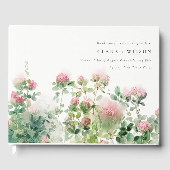 Livre D'or Soft Subtle Rose Aquarelle Floral Garden Mariage (Recto)