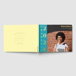 Livre D'or Soft Yellow Modern Photo Graduation Party Gold