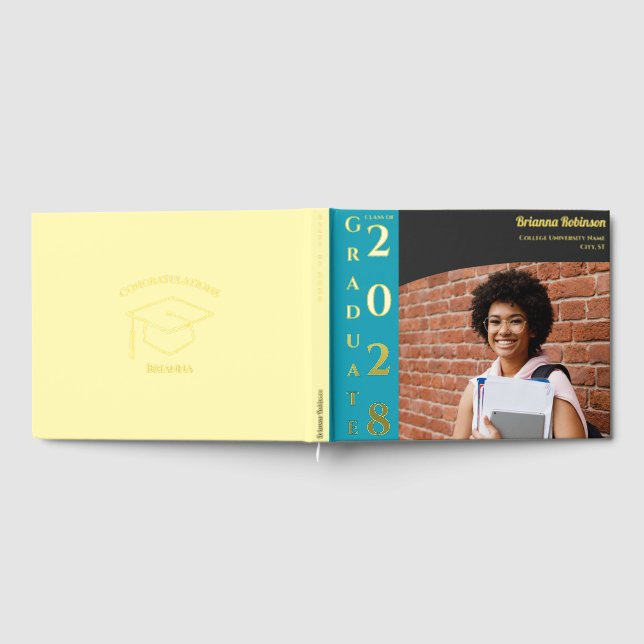Livre D'or Soft Yellow Modern Photo Graduation Party Gold (Complet)