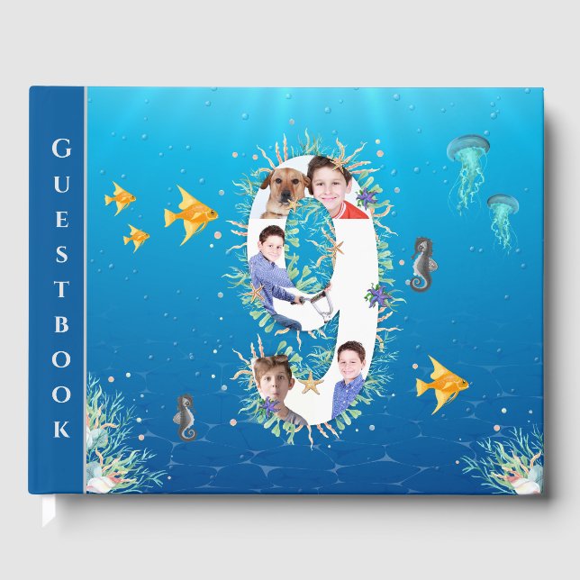 Livre D'or Sous la mer Collage photo Big 9th Birthday (Recto)