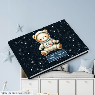Livre D'or Space Teddy Bear Baby Boy Shower Guest Journal