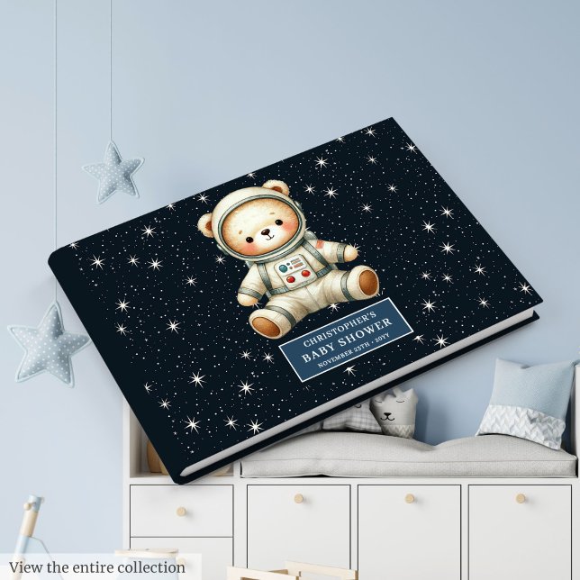 Livre D'or Space Teddy Bear Baby Boy Shower Guest Journal (Space Teddy Bear Baby Boy Shower Guest Journal)