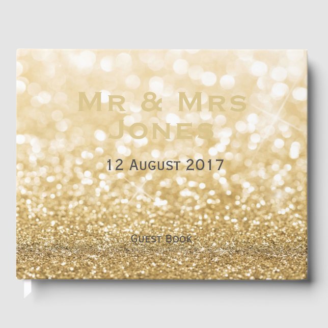 Livre D'or Sparkling Gold Parties scintillant Mr & Mrs Mariag (Recto)