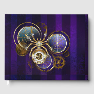Livre D'or Spider Steampunk sur Arrière - plan pourpre