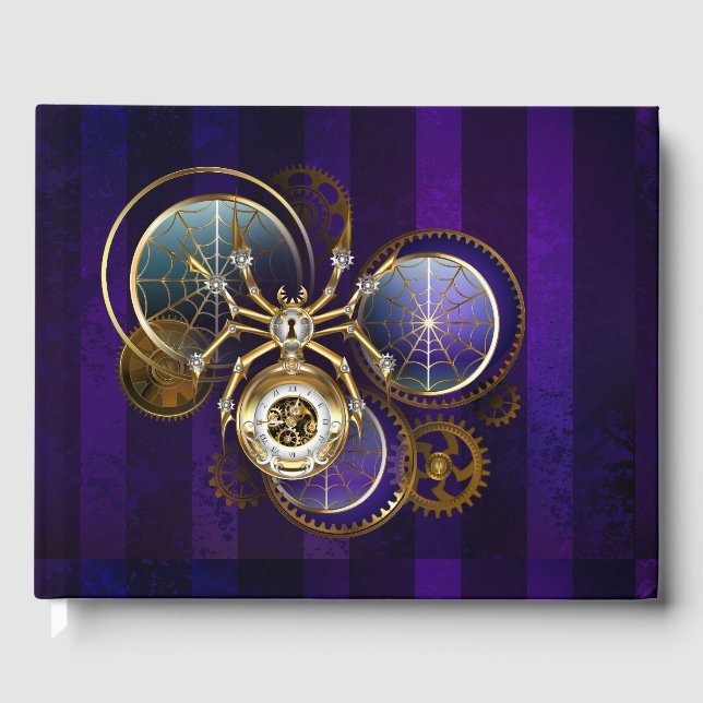 Livre D'or Spider Steampunk sur Arrière - plan pourpre (Recto)