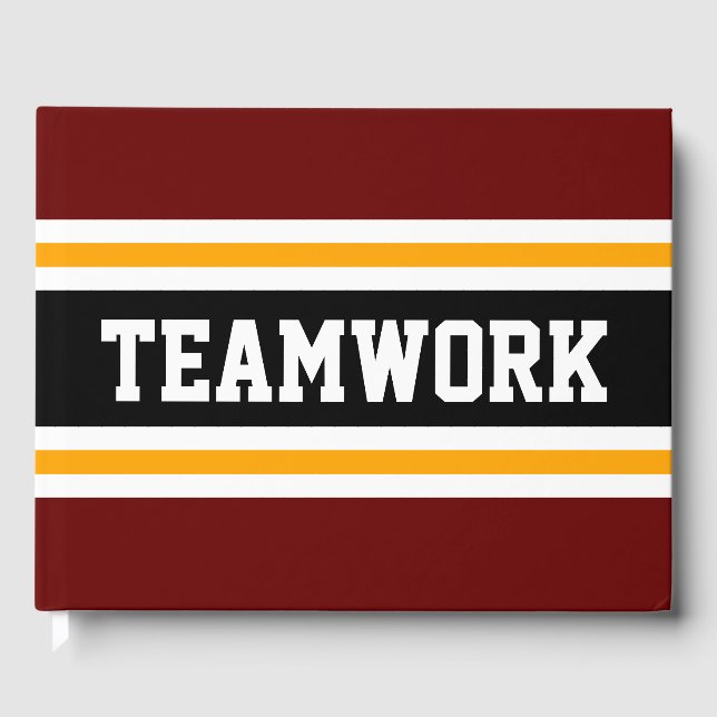 Livre D'or Sporty Deep Red Black Yellow TEAMWORK Stripes (Recto)