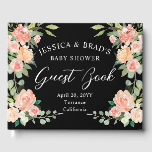 Livre D'or Spring Blush Peach Watercolor Floral Baby Shower