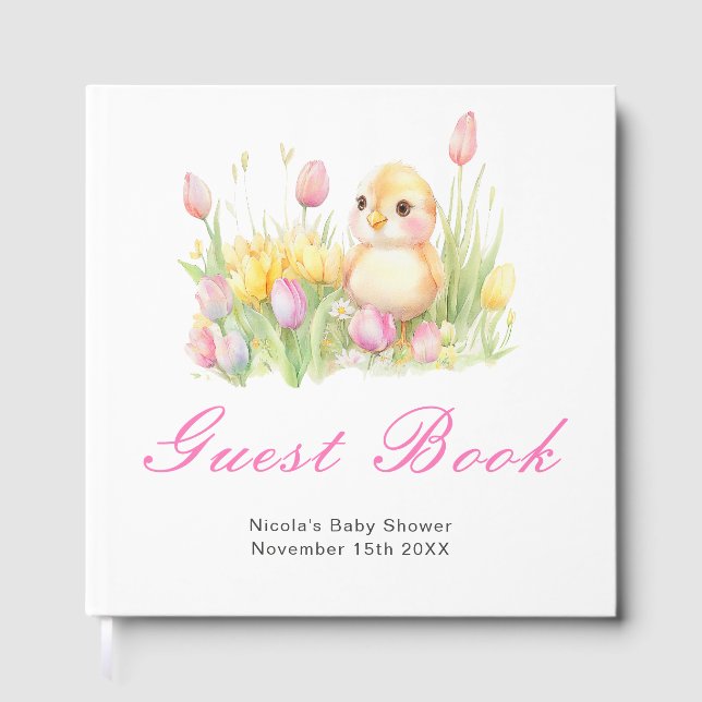 Livre D'or Spring Chick Baby Shower Guest Book (Recto)